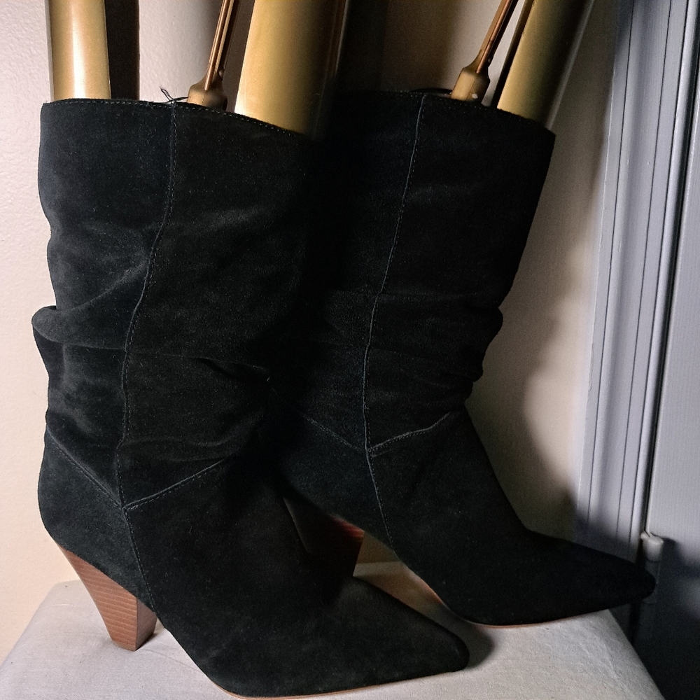 Kensie Black Heeled Sloushy Suede‎ Boots  Women Size 10M ***TRENDING*** - Picture 3 of 15